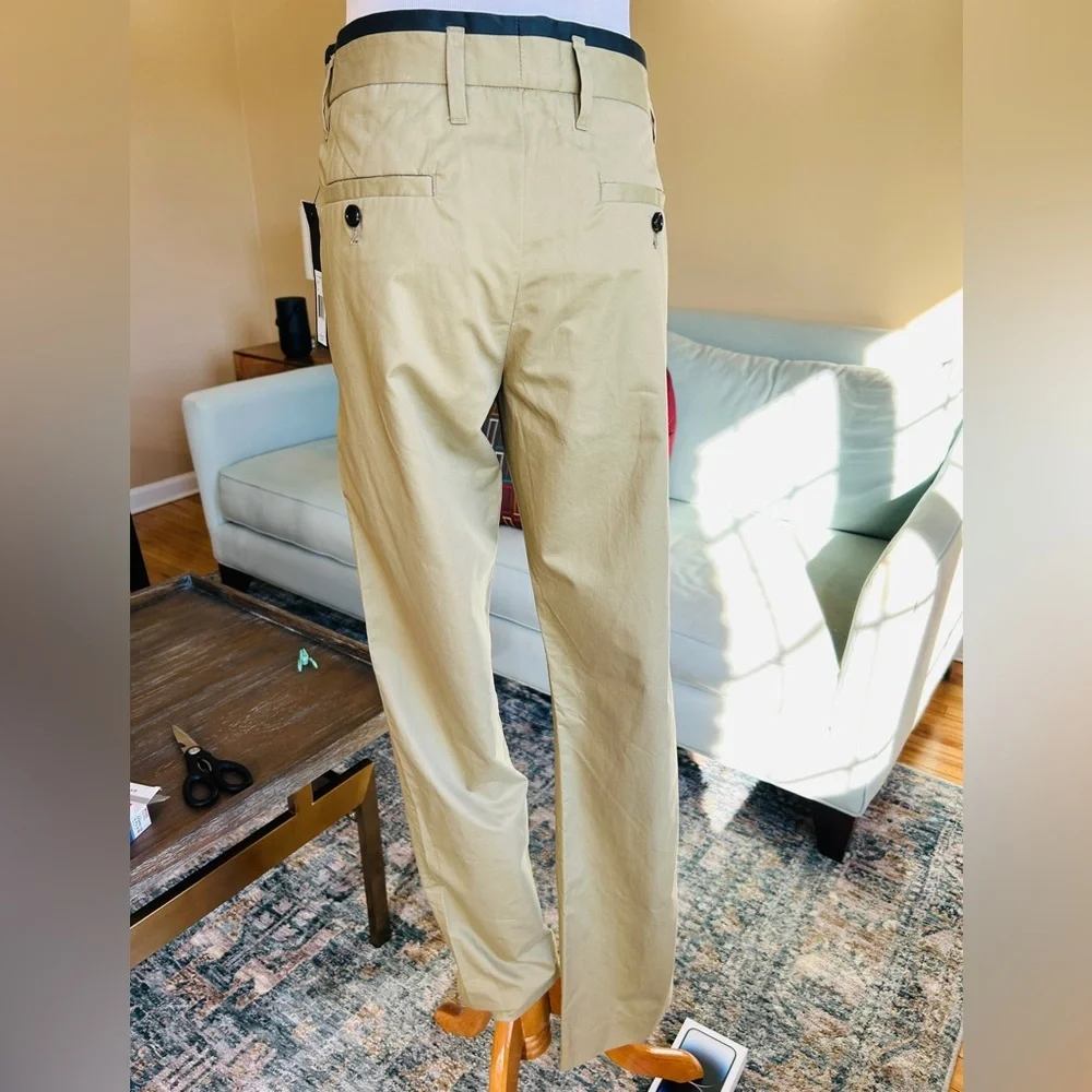 Marc by Marc Jacobs Men's 30x34 Shane Fit Slim Chino Pants Khaki Black Stripe